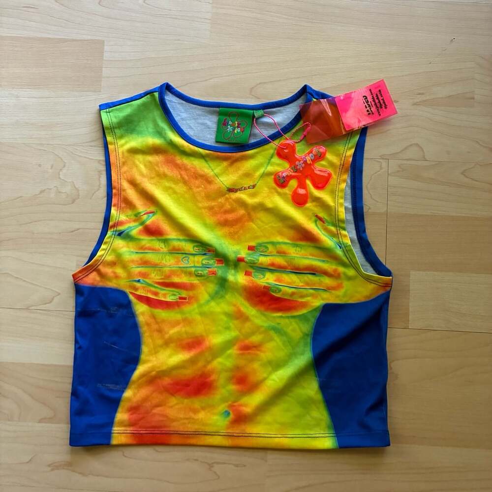 NWT Jaded London Thermal Tank Top - Multicolor Tie-Dye Print with Blue Panels